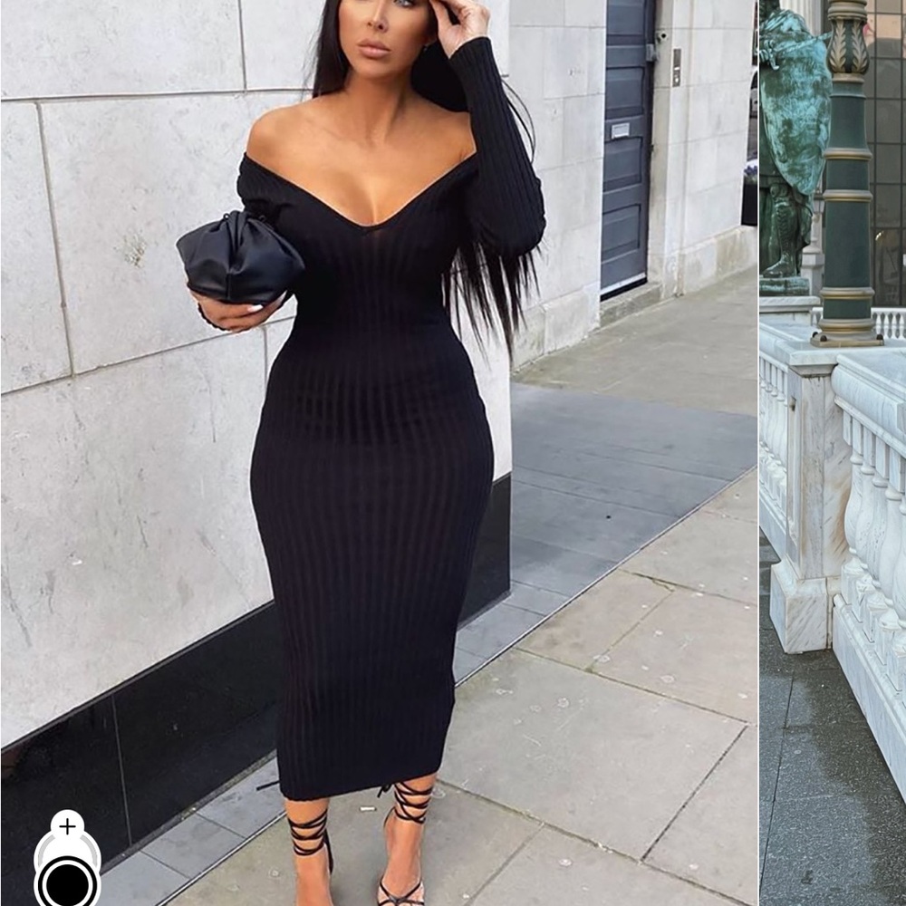 Cream Ribbed Knit Dress